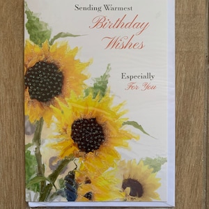 Cartão de felicitações de feliz aniversário de girassol