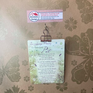 En memoria amorosa de una tarjeta especial para la tumba de una mascota, de plástico, A5