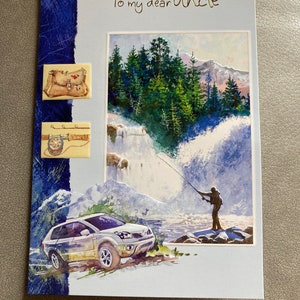 Joyeux anniversaire Oncle Fishing Car Card Carte de vœux d’anniversaire