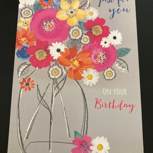 Just for You Blumen Happy Birthday Grußkarte