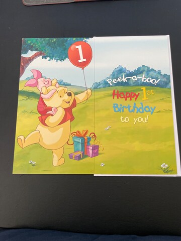 Winnie the Pooh 1st birthday greetings card