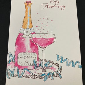 Cartão de felicitações de aniversário de casamento Ruby