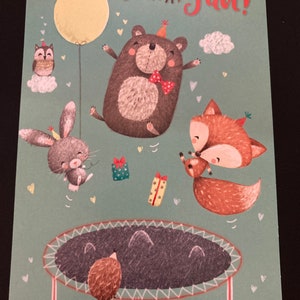 Carte de voeux joyeux anniversaire animaux de la forêt