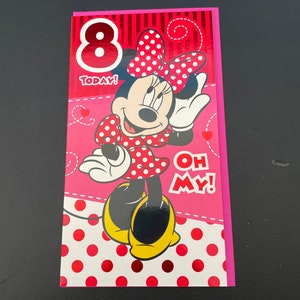 Minnie Mouse Wenskaart voor 8e verjaardag