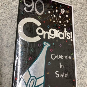 Happy 90th Birthday Greetings Card Adult birthday Large Card