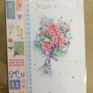 Tarjeta de felicitación de feliz aniversario para mamá y papá