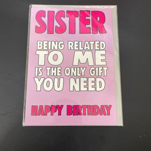 Tarjeta de felicitación de cumpleaños divertida para hermana