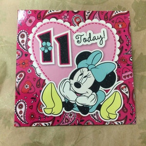 Happy 11th Birthday Disney Minnie Maus Grußkarte Kinder Kinder Geburtstag