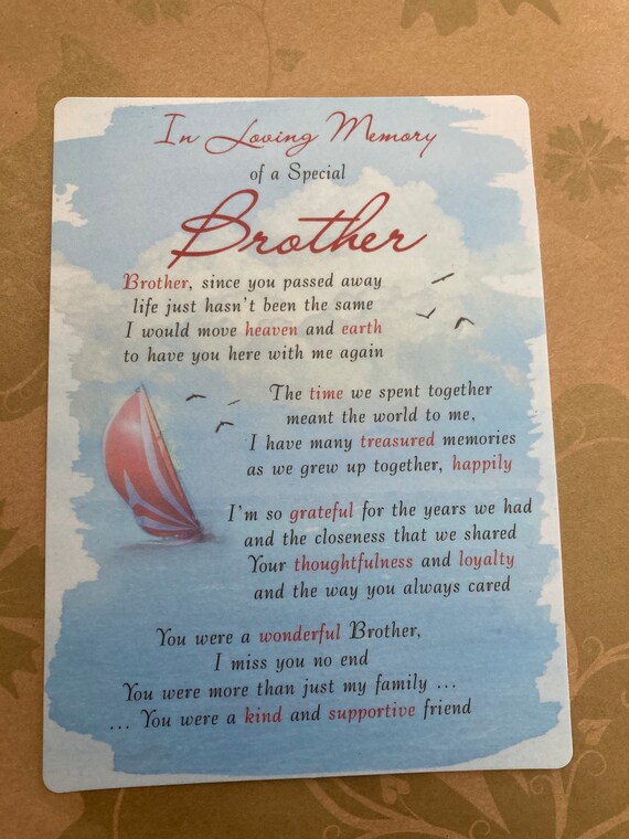 In Loving Memory of a Special Brother Plastic Grave Card 