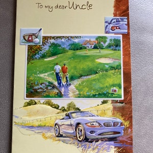 Happy Birthday Uncle Golf Car Card Birthday Greetings Card