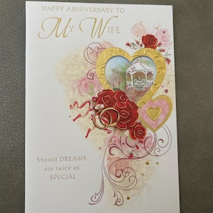 Cartão de felicitações de aniversário de casamento da esposa