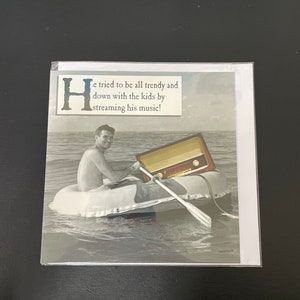Tarjeta de felicitación divertida con transmisión de música