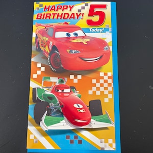 Cars 5th birthday greetings card