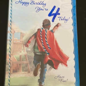 Buon 4 ° compleanno Supereroe Biglietto di auguri bambini compleanno bambini compleanno