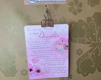 In Loving Memory of a Special Daughter Graveside Card Plastic A5