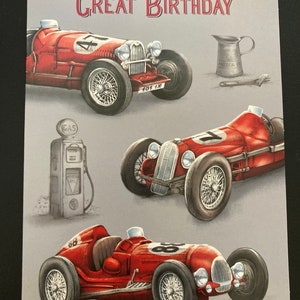 Rennwagen Vintage alles Gute zum Geburtstag Grußkarte