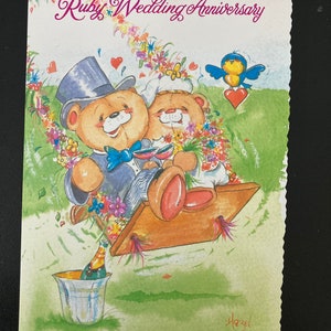Cartão de felicitações de aniversário de casamento Ruby