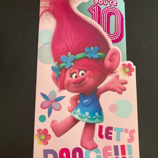 Joyeux 10e anniversaire Trolls Carte de vœux