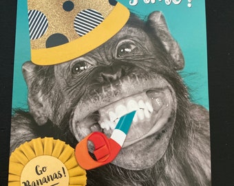 Monkey Smile It’s Party Time Happy Birthday Greetings Card
