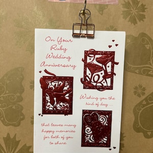 Cartão de felicitações de aniversário de casamento Ruby