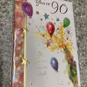 Happy 90th Birthday Greetings Card Adult birthday Large Card