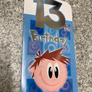 Feliz cumpleaños 13 Tarjeta de felicitación niños cumpleaños niños Adolescente Tarjeta grande