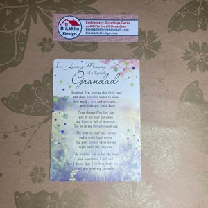 Tarjeta de plástico A5 para la tumba conmemorativa de un abuelo especial