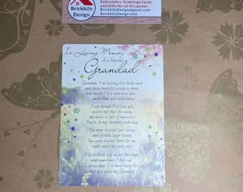 In Loving Memory of a Special Grandad Graveside Card Plastic A5