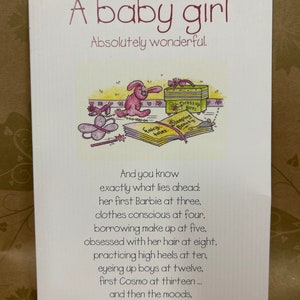 Nouvelle carte de voeux de bébé fille