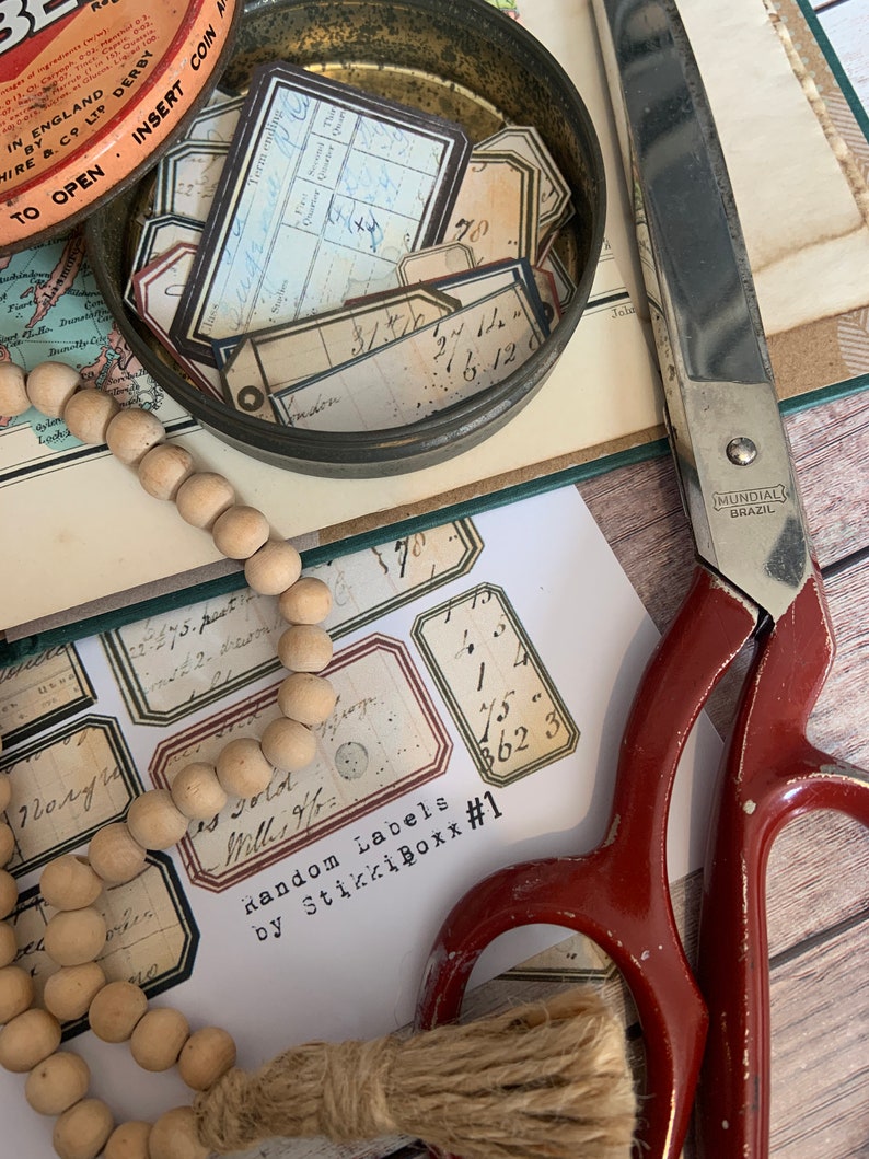 Random Vintage Label Tags for Junk Journaling Style Decorative Ephemera ...