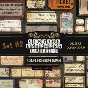 Random Vintage Label Tags for Junk Journaling Style Decorative Ephemera Printable Digital Downloads Grungy Junk Journal Supplies Fussy Cut