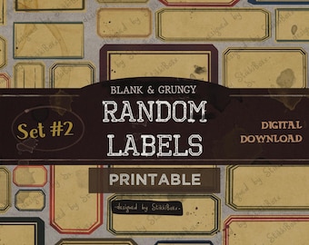 May include: A set of 20 printable vintage-style labels with a grunge aesthetic. The labels are blank and have a distressed, aged look. The labels are perfect for adding a unique touch to your crafts, gifts, and packaging.