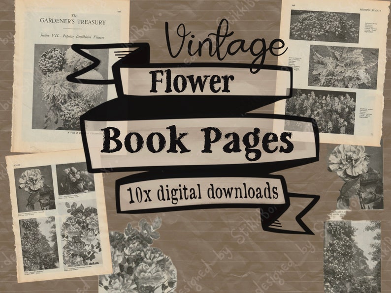 Vintage Flower Book Pages Digital Download Printable Junk Art Journal ...