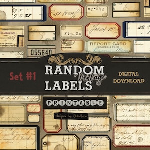 Willekeurige vintage labeltags voor ongewenste journaling-stijl decoratieve ephemera afdrukbare digitale downloads Grungy junk Journal-benodigdheden kieskeurig knippen