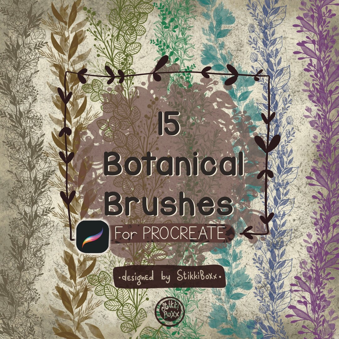 Botanical Border Brushes Procreate Floral Stamps Digital Wreaths ...