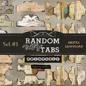 Zufällige Vintage Seite Tabs für Junk Journaling Stil Dekorative Ephemera Druckbare digitale Downloads Grungy Junk Journal Zubehör Pingeliger Schnitt