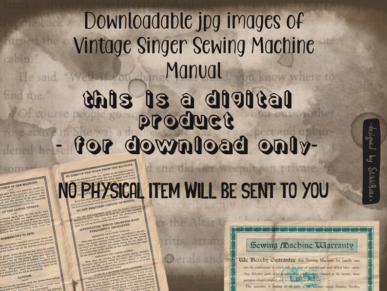 VINTAGE SINGER SEWING MACHINE MANUAL PDF visual data 3