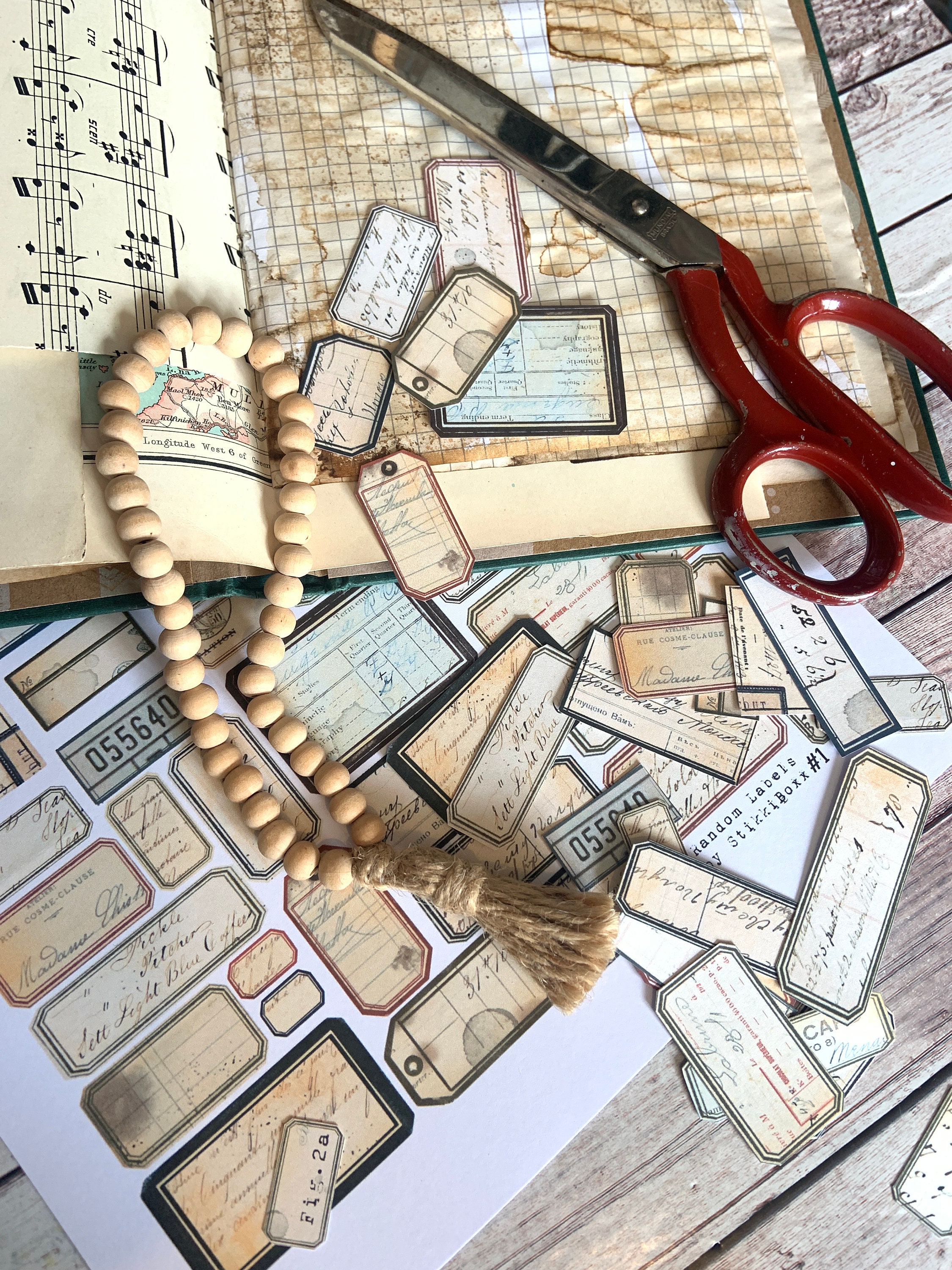 Random Vintage Label Tags for Junk Journaling Style Decorative Ephemera ...