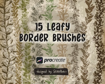 Leafy Border Procreate Brushes: Floral Stamps (Digital Download)