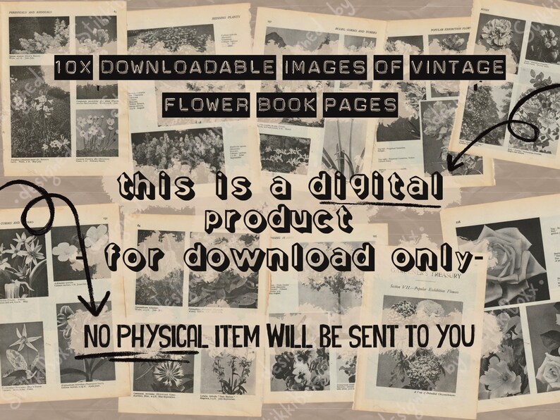 Vintage Flower Book Pages Digital Download Printable Junk Art Journal ...