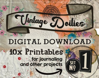 Vintage Doilies 1 Digital Download Junk Art Journal Ephemera Fussy Cut Printables Old Fashioned Frilly Paper Cut Out Distressed JPG Hi Res