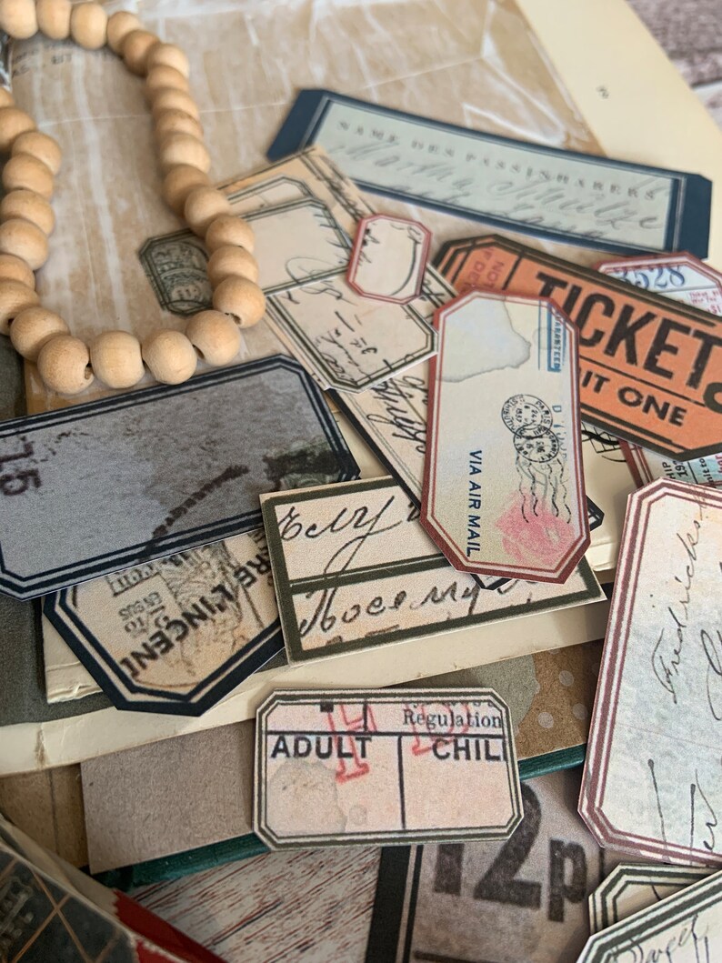 Vintage Ephemera, Printable Labels, Junk Journal Kit, Digital Download ...
