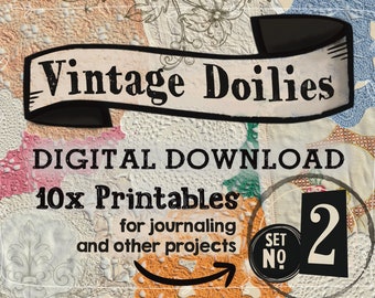 Vintage Doilies 2 Digital Download Junk Art Journal Ephemera Fussy Cut Printables Old Fashioned Frilly Paper Cut Out Distressed JPG Hi Res
