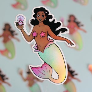 Sticker sirène - série Magical Girl - Sticker holographique - anime - style manga - fantastique / féerique