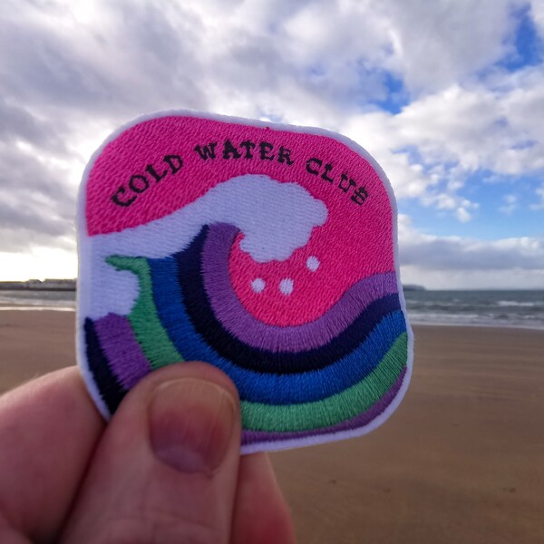 Cold Water Club Patch, Wild Swimming, Iron on, Hat Patch, Sea Swimmer, Cold Water Swimmer, Cold Water Therapy, Swim Hat, Waves