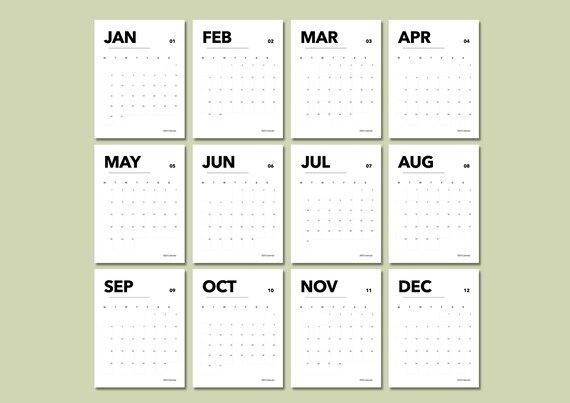 printable 2023 calendar minimalist a4 size digital pdf etsy