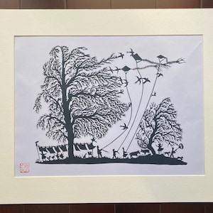 Asian Traditional Art Paper Cutting papercut-paper cut-Hand paper-cut-Chinese characteristics wall art Home Decor19.88X 19.1 inch