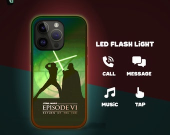 Star Wars inspired LED Flashing Graphic phone case for iPhone 17 Air 16e 16 15 case for Samsung S25 S24 FE A16 A55 case for Pixel 10