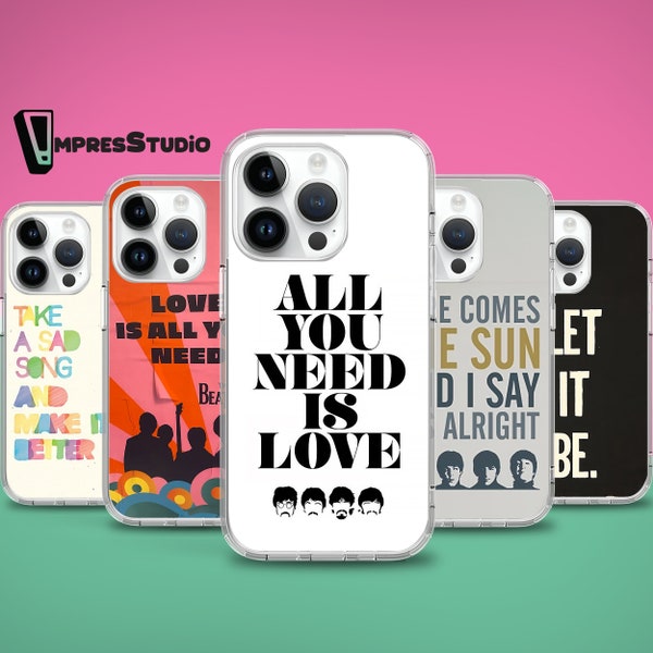 Beatles famous song lyrics phone case for iPhone case 15 14 13 12 11 case for Samsung S24 S23 FE S22 Ultra A55 A35 A15 case for Pixel 8 pro