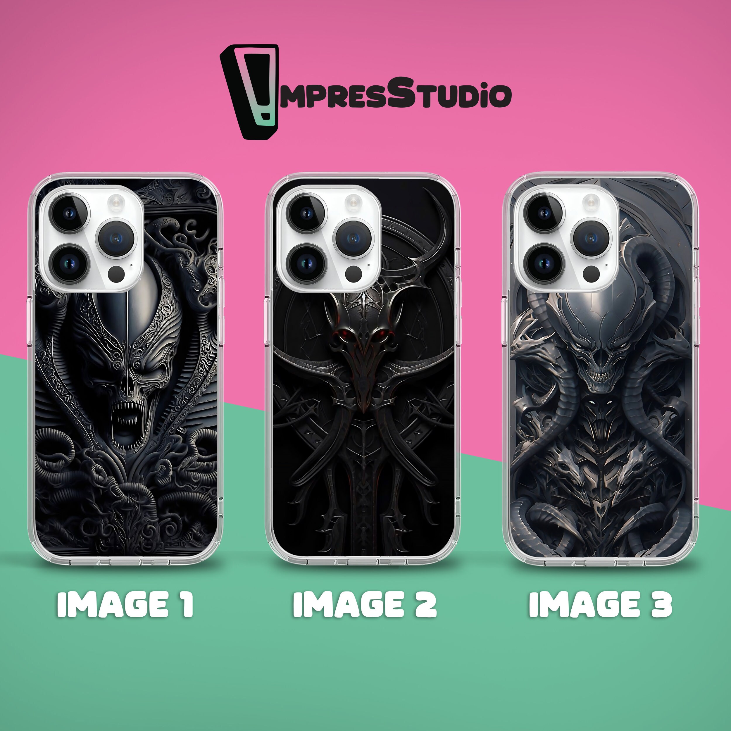 Horror 3D Alien Art Painting Phone Case for iPhone 16e 16 15 14 13 12 ...